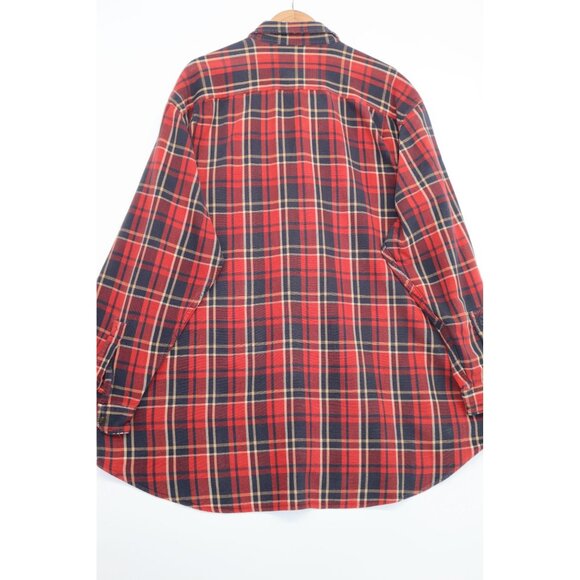 Vintage Abercrombie & Fitch Mens XXL Red & Navy Authentic Chamois Plaid Shirt - Picture 12 of 13